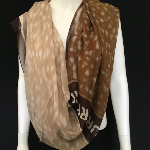 BURBERRY - Silk Chiffon Stole - 200 x 100 cm Brown. NWT - Picture 6 of 7